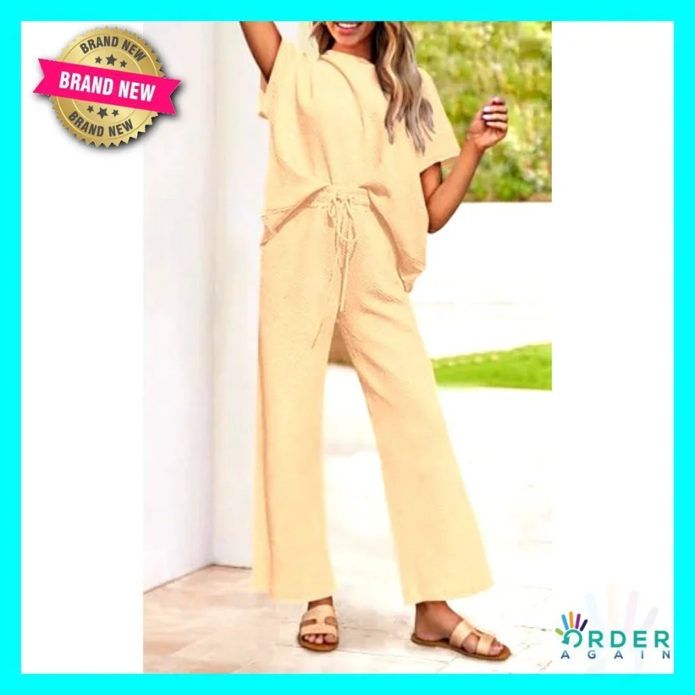 Oversized Lounge Set Casual Tracksuit Wide Leg Pants Matching Two Piece Outfit